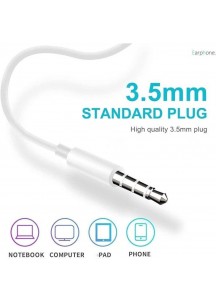 1 Pack Earphones Wired with 3.5mm Jack, White