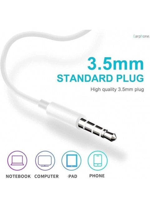 1 Pack Earphones Wired with 3mm Jack, White